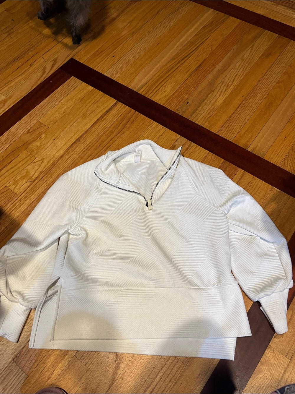 White Quarter-Zip Textured Pullover